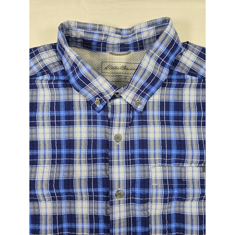 Eddie Bauer Plaid‎ Mesh Yoke Shirt XL Outdoor Hiking Men's